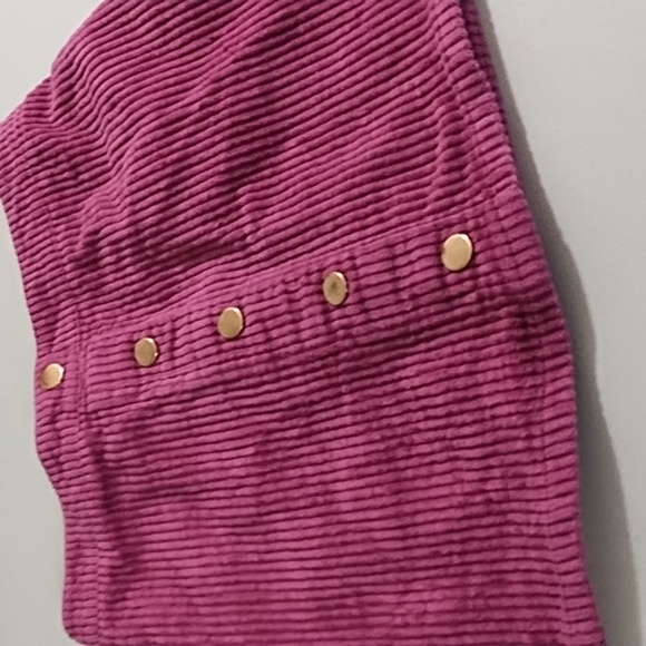 Cynthia Rowley Soft Wide Wale Corduroy Skirt Elastic Back Gold Button Detail - Picture 5 of 8